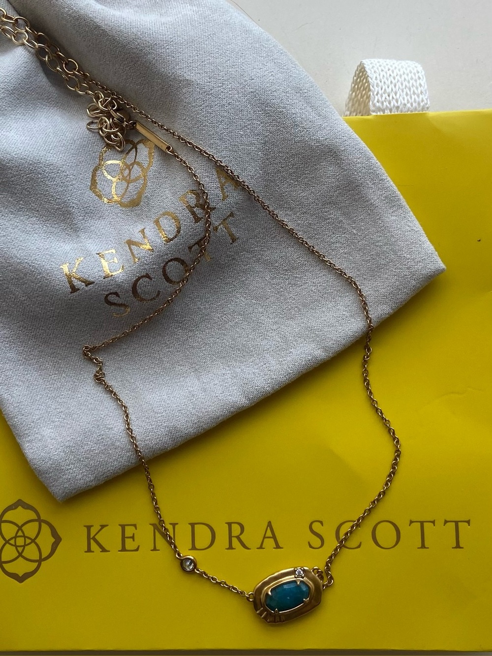 Kendra Scott Teal Gemstone/Crystal Necklace